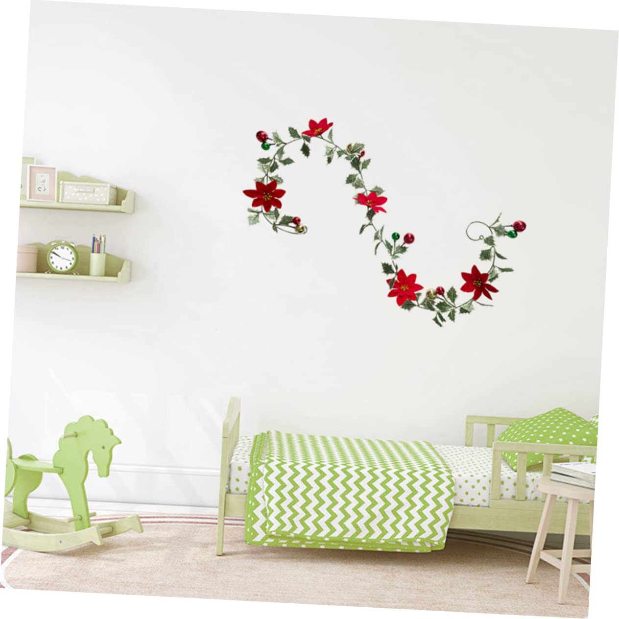 Cabilock 5 Piezas De Guirnaldas De Luces Verdes con Bastones Adornos De Hojas Relleno para Decoración De Puertas Coronas De Musgo Falsas Flores Artificiales De Ratán De Seda