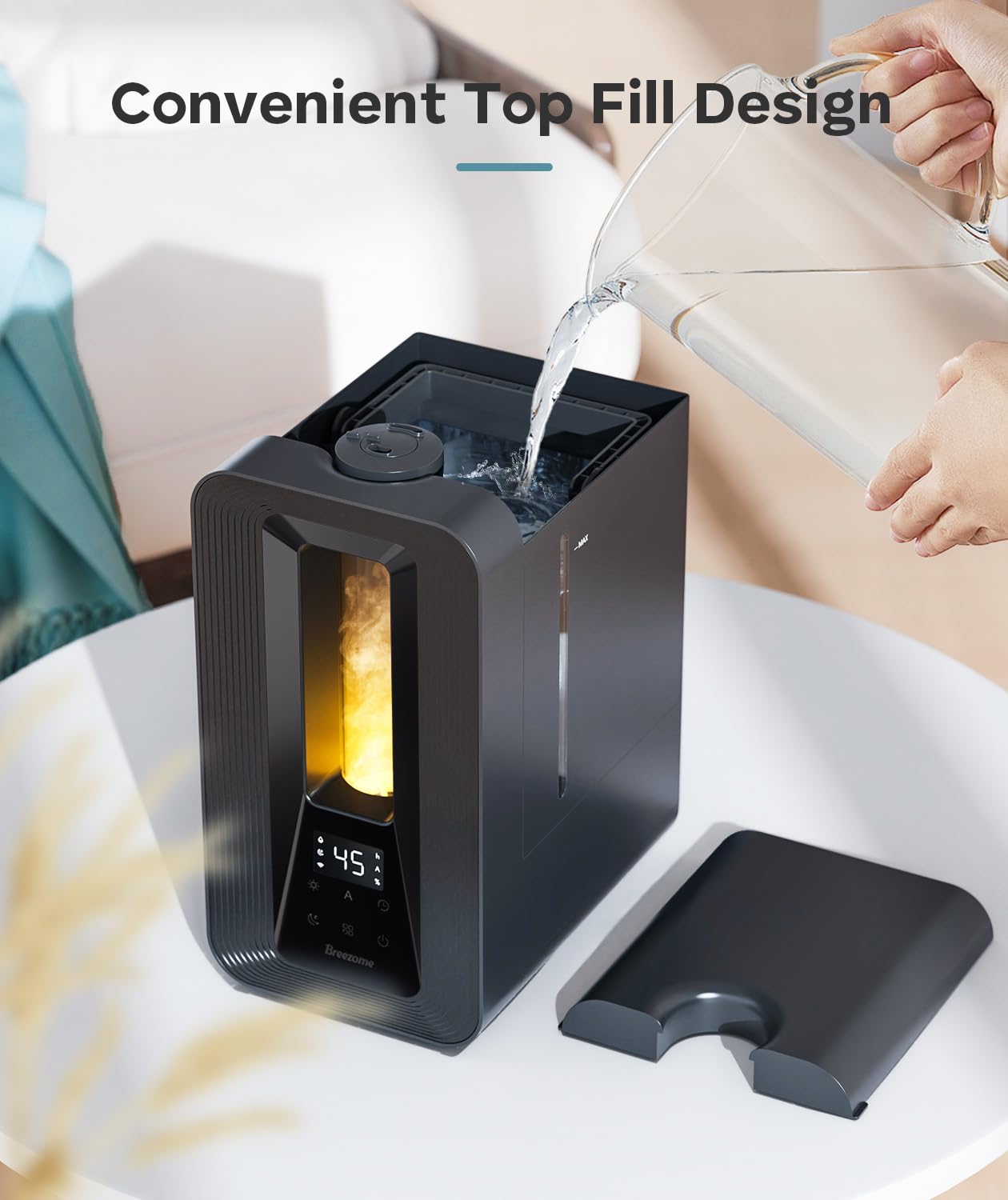 BREEZOME Humidificador de dormitorio de 6 litros con difusor de aroma, humidificador, luz nocturna, duración de 50 horas