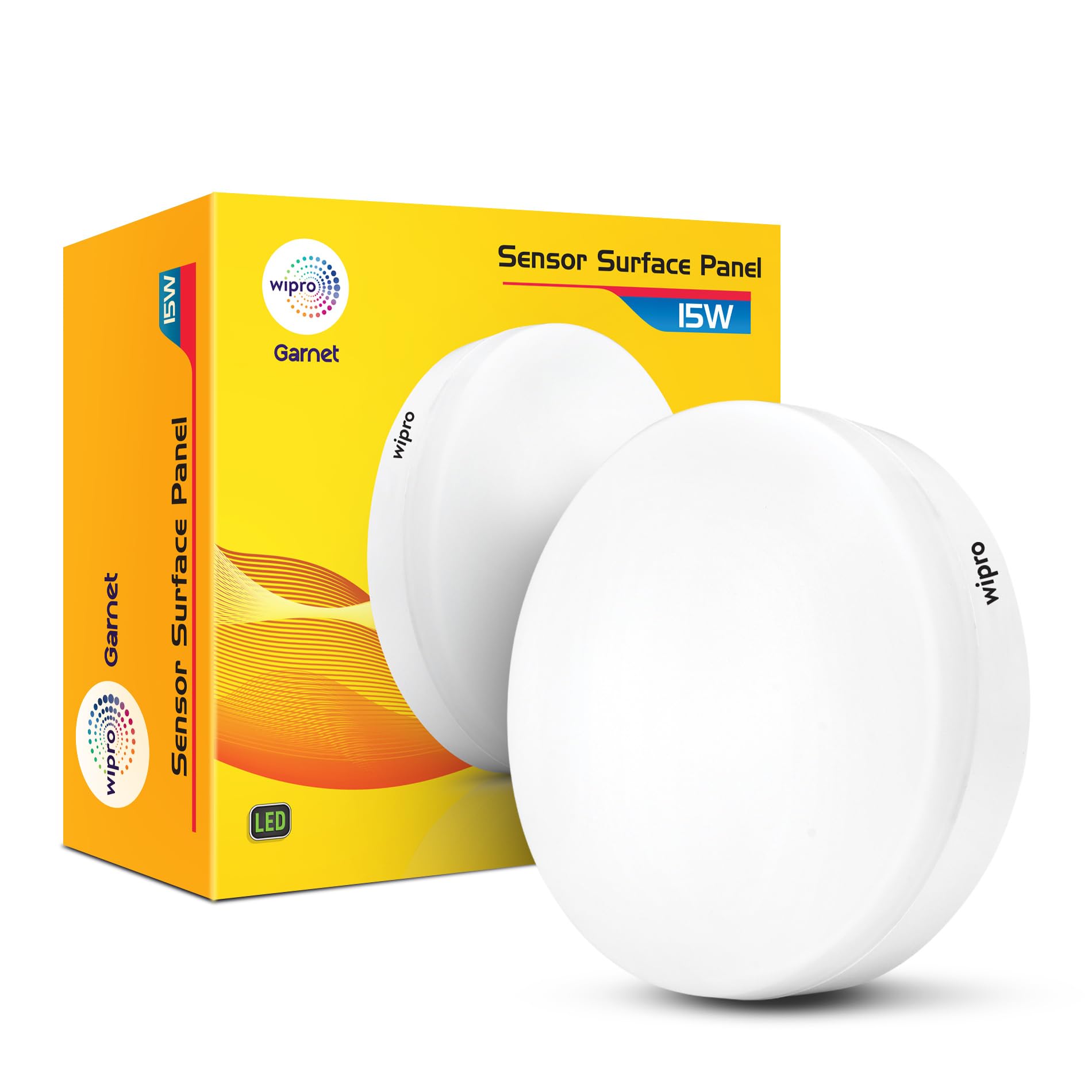 Wipro Garnet 15W Motion Sensor Surface Panel | Cool Day White (6500K) | Smart Motion Sense Radius 4.5 Meter | Surface Panel for Home, Office, Corridors | 3.5 KV Surge Protection | Pack of 1