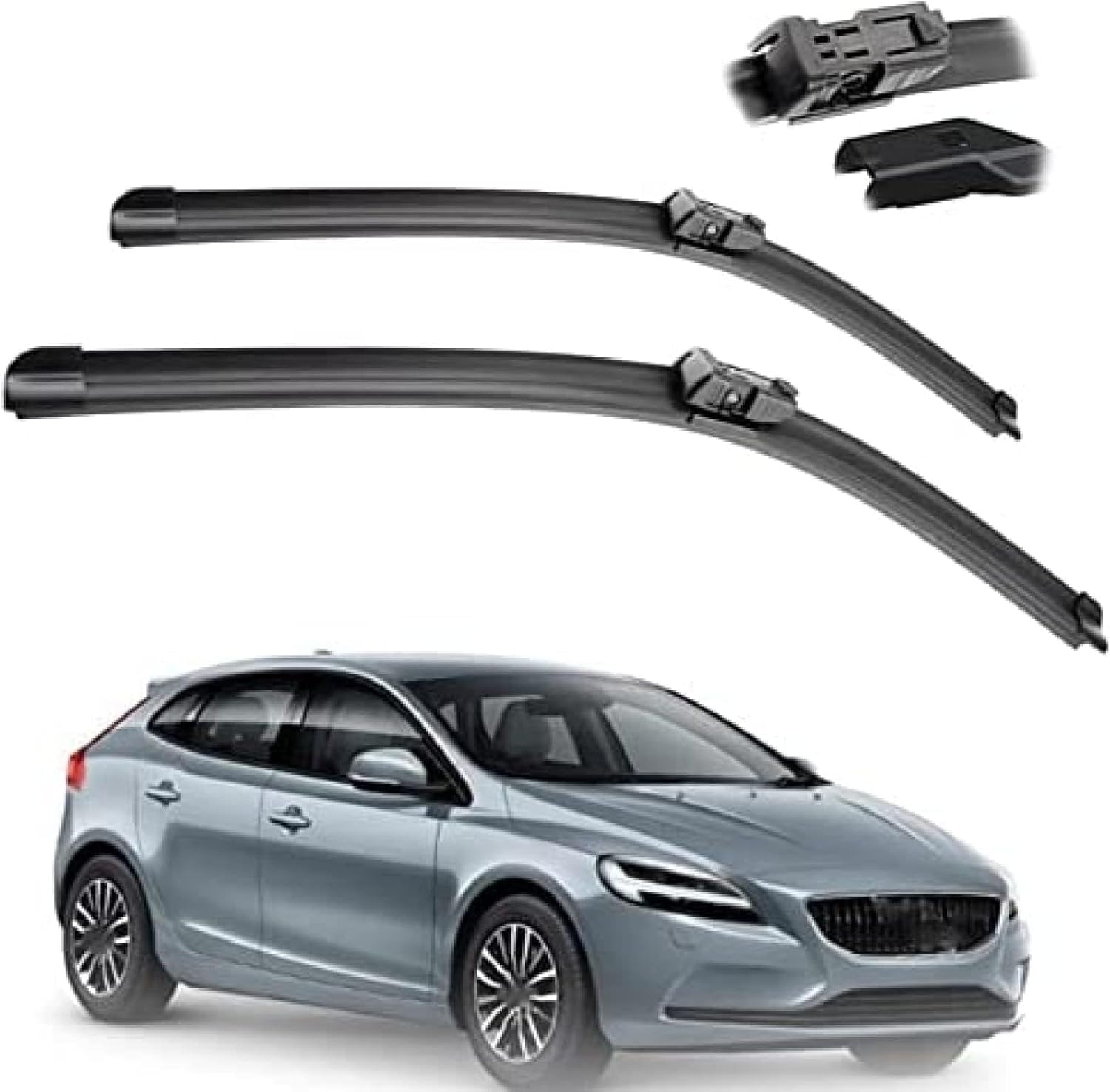 RESKIU Car Front Windshield Wiper Blade Set Replacement for Volvo V40 2012 2013 2014 2015 2016, All Season Windscreen Wipers Quiet Easy Installation