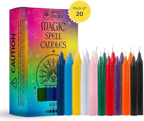 Miniatura 8 de Soul Sticks Aura - Velas cónicas de hechizo mágico de 4 pies, 20 unidades, ideales para altar, rituales, ceremonias, vela púrpura de meditación para