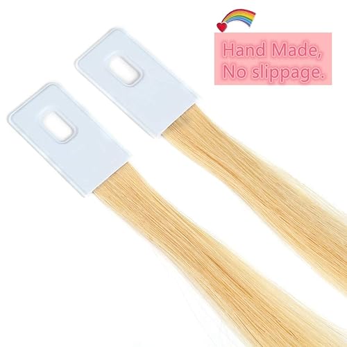 Miniatura 4 de Muestras de cabello para prueba de color, rubio claro 613 tono nivel 9, cabello humano Remy natural real, 30 hebras por paquete, 8 pulgadas