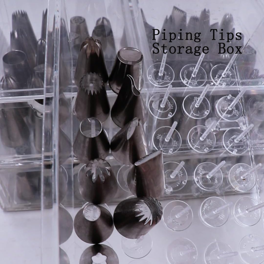 Cake Decorating Tips Storage Box DIY Cake Flower Nails for Icing Piping Tips Container 200 Pieces, NOT INCLUDE BOX