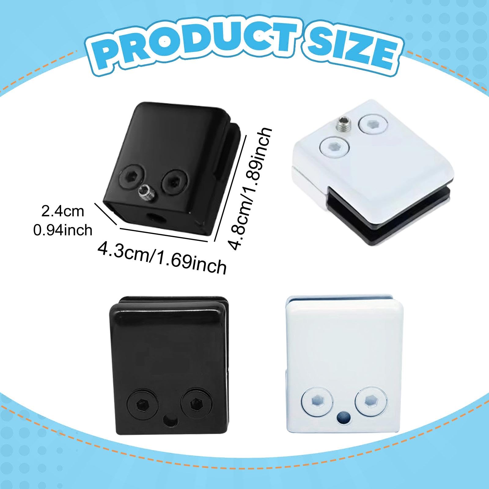 8 Pezzi Morsetto per Vetro, Balaustra, Clip per Vetro, Supporto per Ringhiera in Acciaio Inossidabile, Morsetto in Metallo Adatto per Scale Interne Ed, Bianco