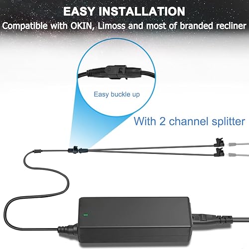Miniatura 4 de UYGALAXY Fuente de alimentación reclinable de 29 V y 2 A, motor de actuador lineal, transformador adaptador de CACC compatible con cable divisor en