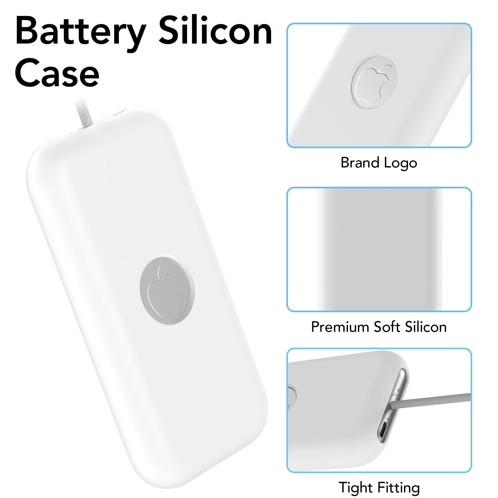Compatible con Apple Vision Pro Battery Case, Funda de silicona para batería, para accesorios Vision Pro, compartimento de batería, polvo y golpes (blanco)