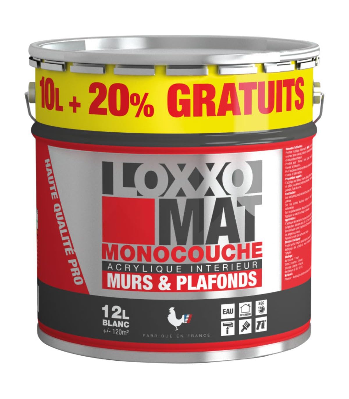 LOXXO Peinture Mat Monocouche Blanc 12 L