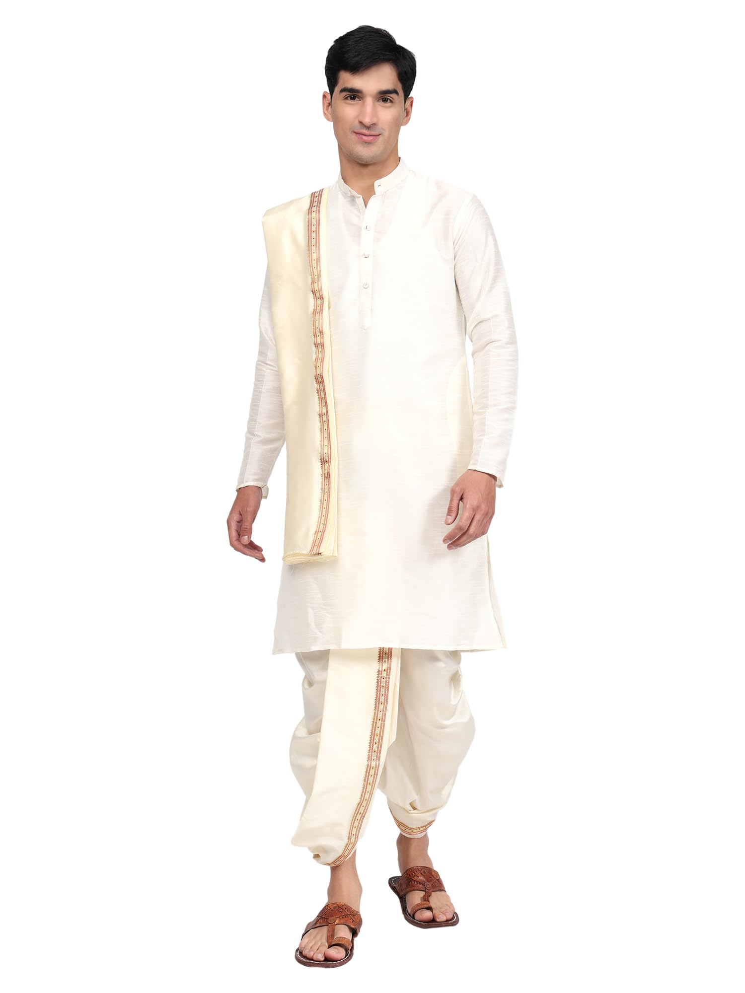 Readymade Dhoti Pant for Men with Silk Kurta and Stole Stole, Colourfull Dhoti Kurta Set-image-39
