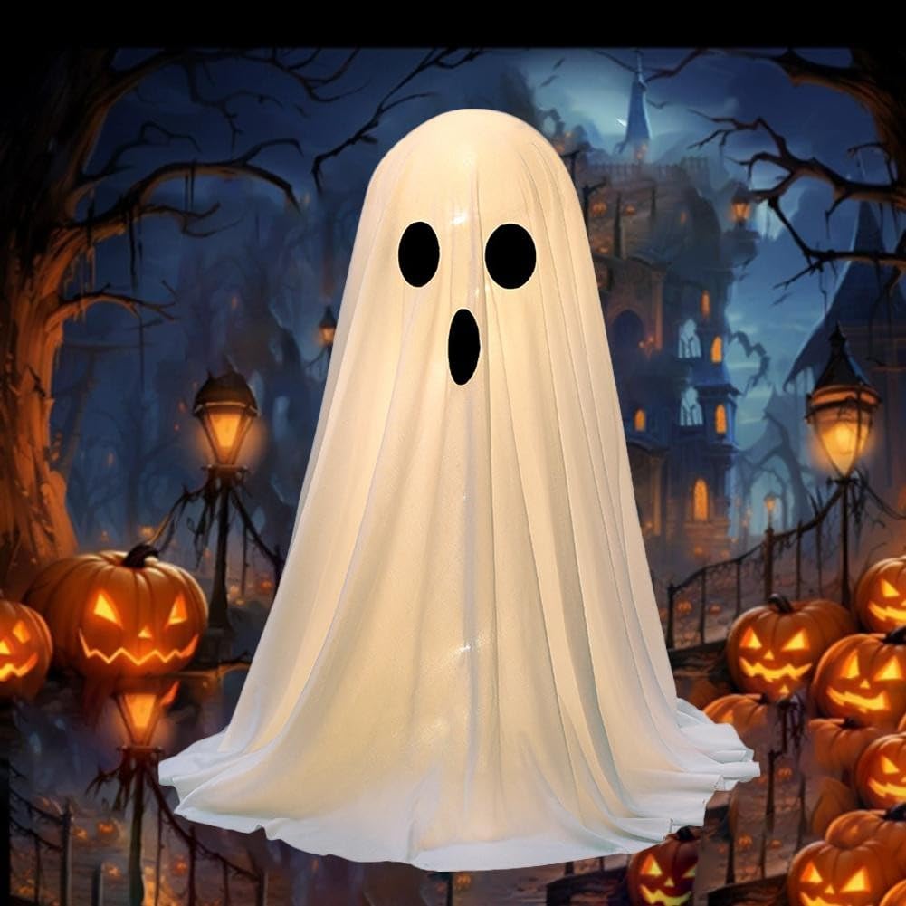 Halloween LED duch do dekoracji na zewnątrz, 8 trybów, biały