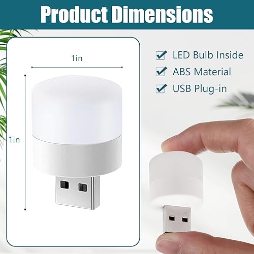 Miniatura 3 de Nurluce Luz nocturna USB 9cs blanco cálido mini bombilla LED USB luz de ahorro de energía bombilla LED compacta iluminación portátil mini luz USB