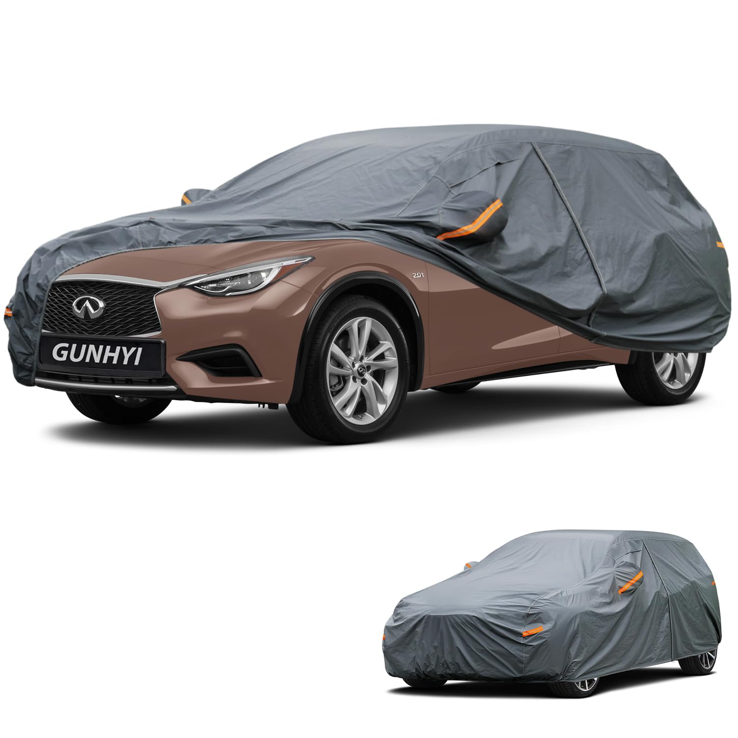 GUNHYI Premium Car Cover Custom Fit Infiniti QX30, 16 Layers Heavy Duty Car Cover Waterproof All Weather with Zipper Door for Sun Rain Snow Dust Uv Protection