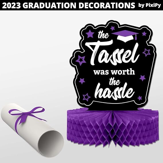 2022 Graduation Decorations Class of 2022-4-Pack Graduation Table Centerpiece Decorations - Double Sided Class of 2022 Graduation Party Decorations - 12” Purple Graduation Party Decorations 2022