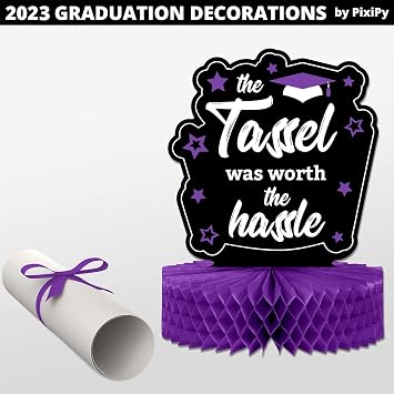 2022 Graduation Decorations Class of 2022-4-Pack Graduation Table Centerpiece Decorations - Double Sided Class of 2022 Graduation Party Decorations - 12” Purple Graduation Party Decorations 2022