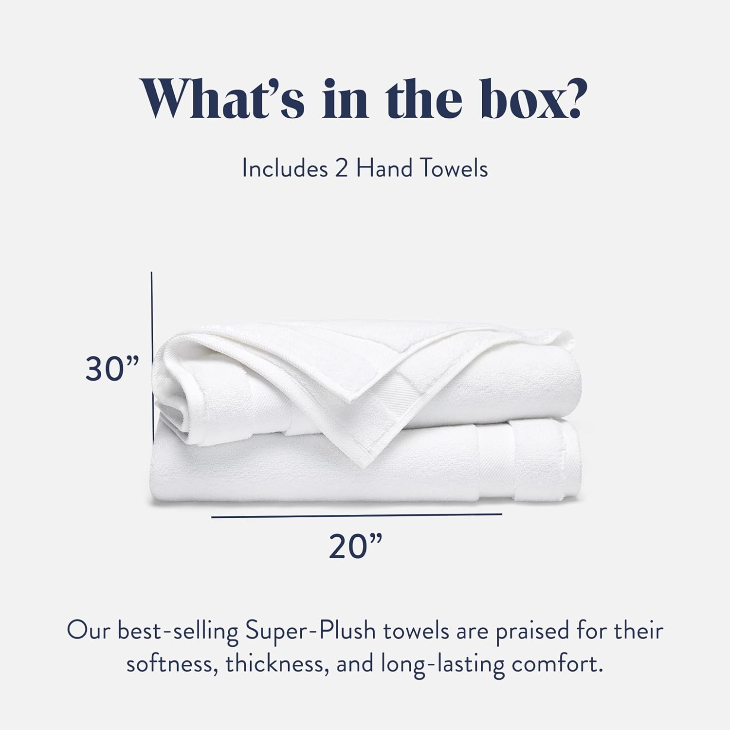 Brooklinen Super-Plush Turkish Cotton Hand Towels - Set of 2 - Cotton, 820 GSM, Highly Absorbent, Machine Washable, Perfect for Home & Bathroom (20" x 30", Solid White)