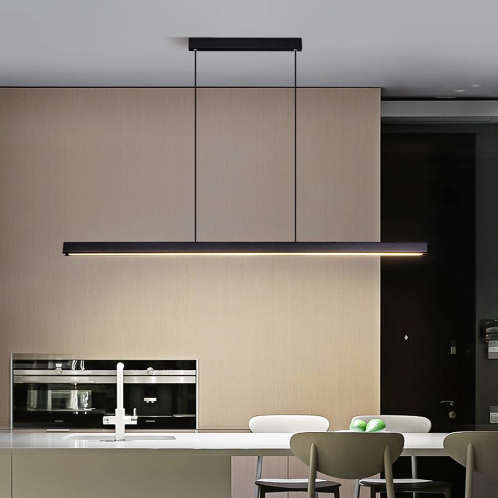 Modern Dimmable Linear Desk Hanging Lamp 90cm/100cm/120cm LED Minimalist For Kitchen Island Dining Room Table Desk Lamp Black-120cm - View #10