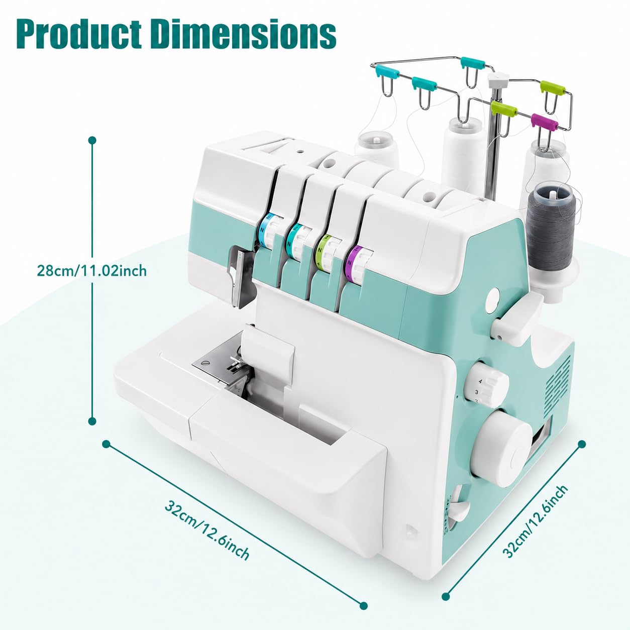 Heavy Duty Coverstitch Serger i Overlock Maszyna do szycia ze ściegiem 2/3/4, pułapką wykończeniową, zatrzaskowymi stopkami i regulowanym miernikiem