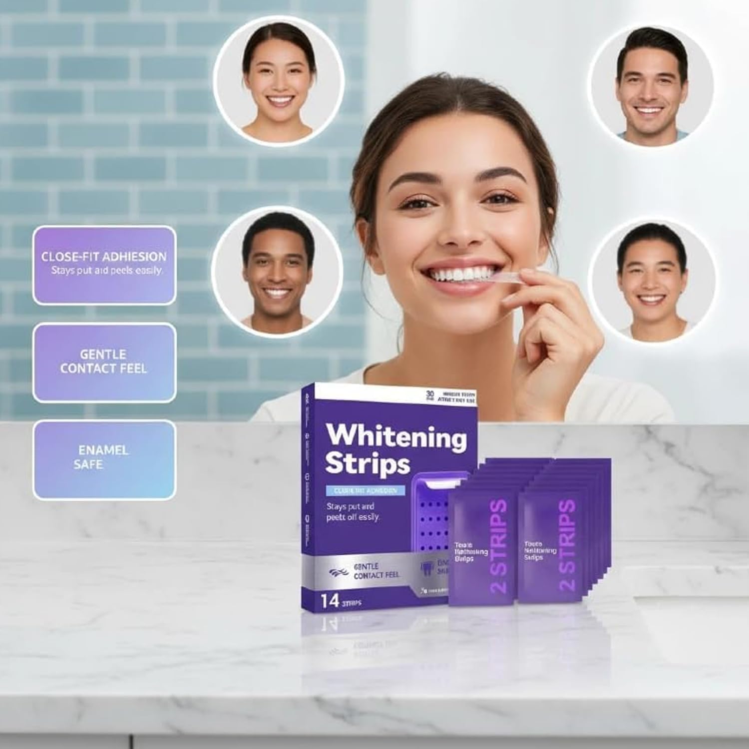 14 Pcs Purple Teeth Whitening Strips, Effectively Removes Surface Stains & Natural Shine,Fit for Daily Use, Enamel Safe,Comfortable Wear — view 5