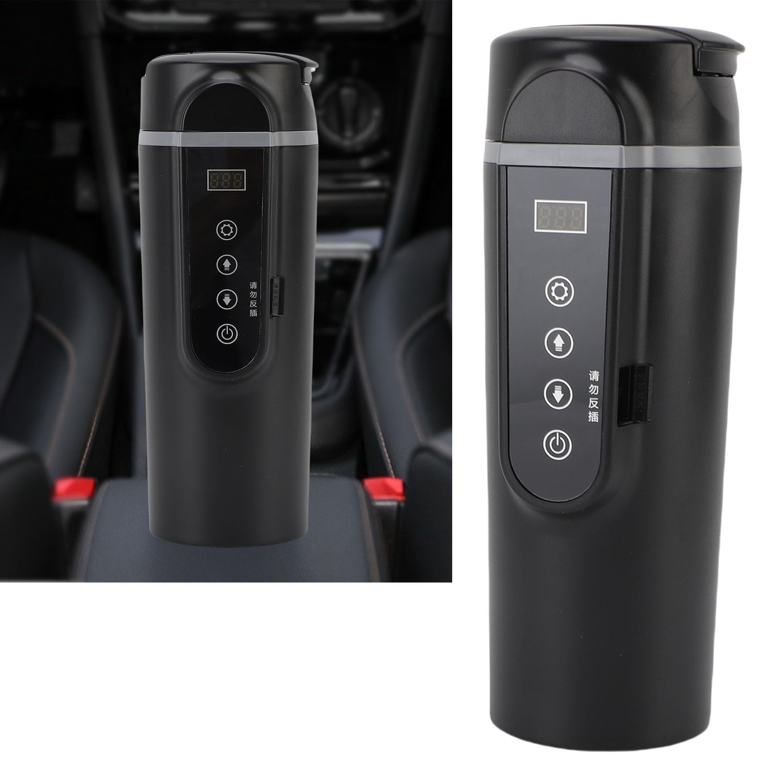 Aramox Hervidor Eléctrico de Viaje, Taza Calefactora para Coche a Prueba de Fugas con Control de Temperatura Inteligente, Caldera de Agua Caliente de 500ml para el Hogar y el Camping
