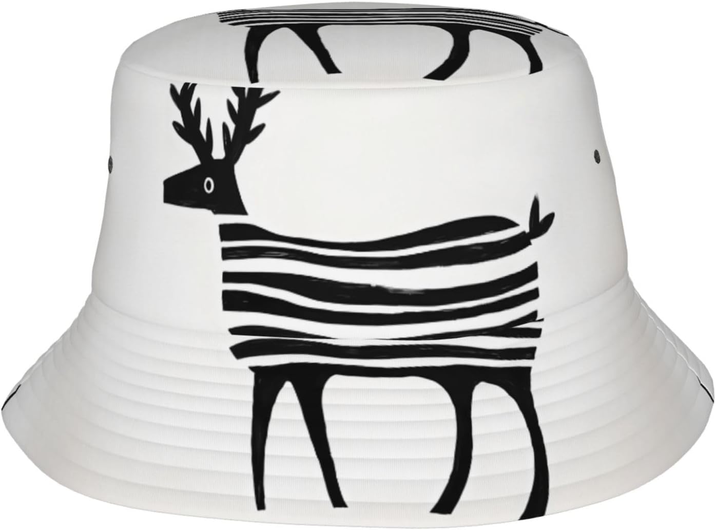 Funny Deer Prints Summer Outdoor Travel Bucket hat, a Beach Sun hat Suitable for Both Men and Women Black