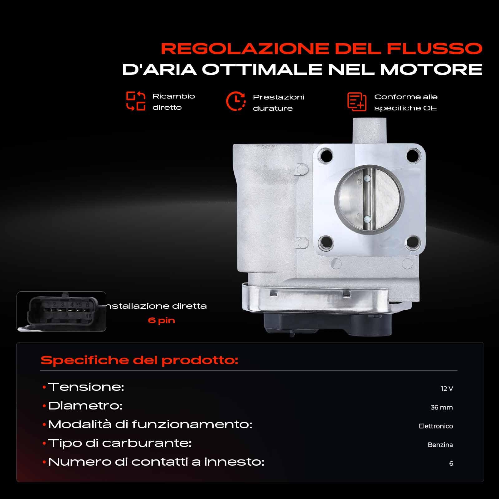 Frankberg Valvola dell'acceleratore Corpo dell'acceleratore Compatibile con 169 1.2 Punto Furgone/Compatto 188 1.2 60 169 1.2 4x4 Punto 188 1.2 60 Replace# 71732618,77365316