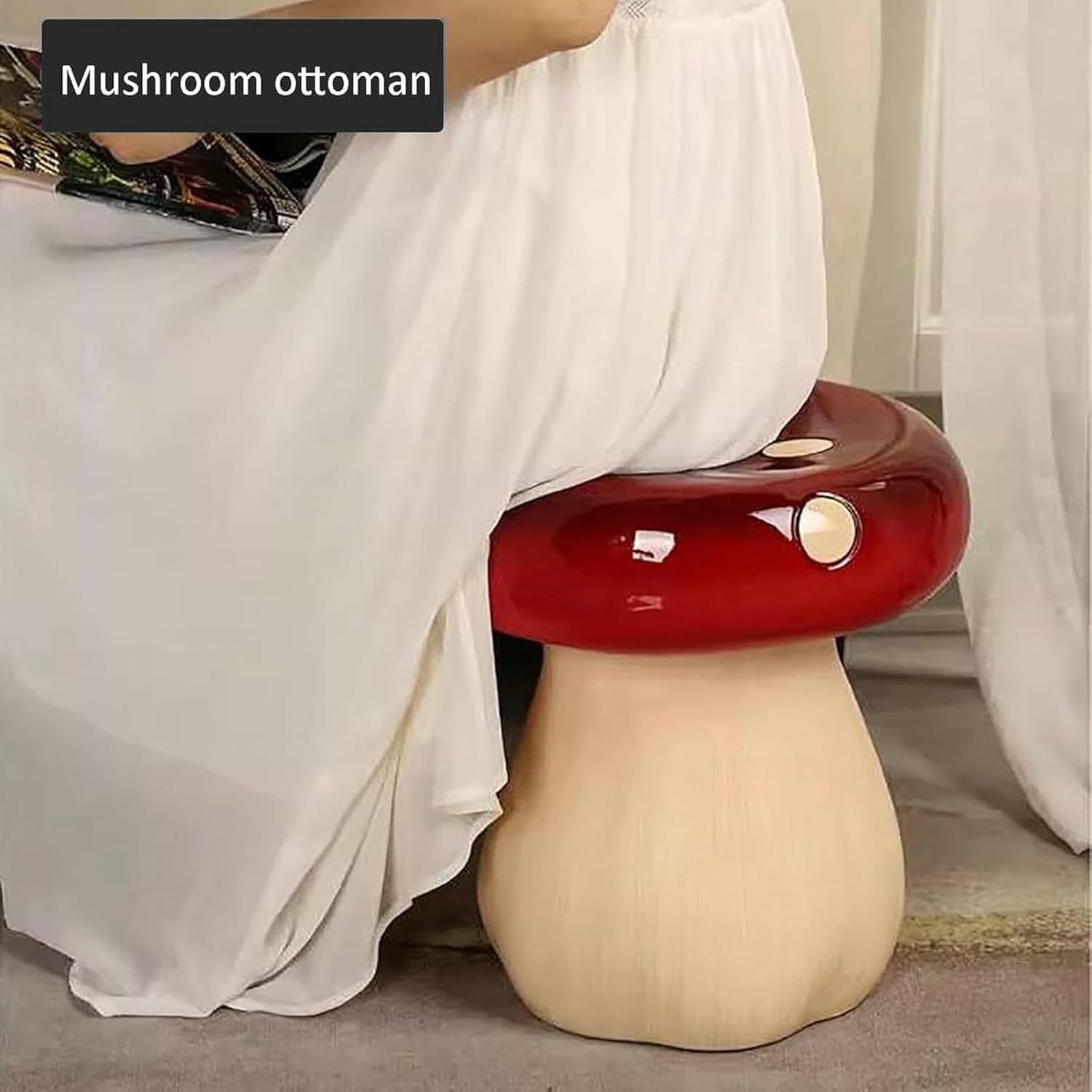 Mushroom Stool Side Table,Children's Room Multipurpose Mushroom Chair, Decorative Coffee Table for Living Room, Bedroom, Garden, Yard Statue