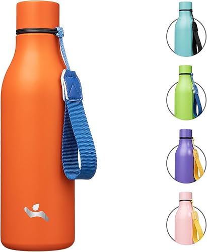 Miniatura 38 de Botella de agua aislada con correa, botella de acero inoxidable de doble pared de 25 onzas, botella de agua al vacío, botella de metal, rosa claro