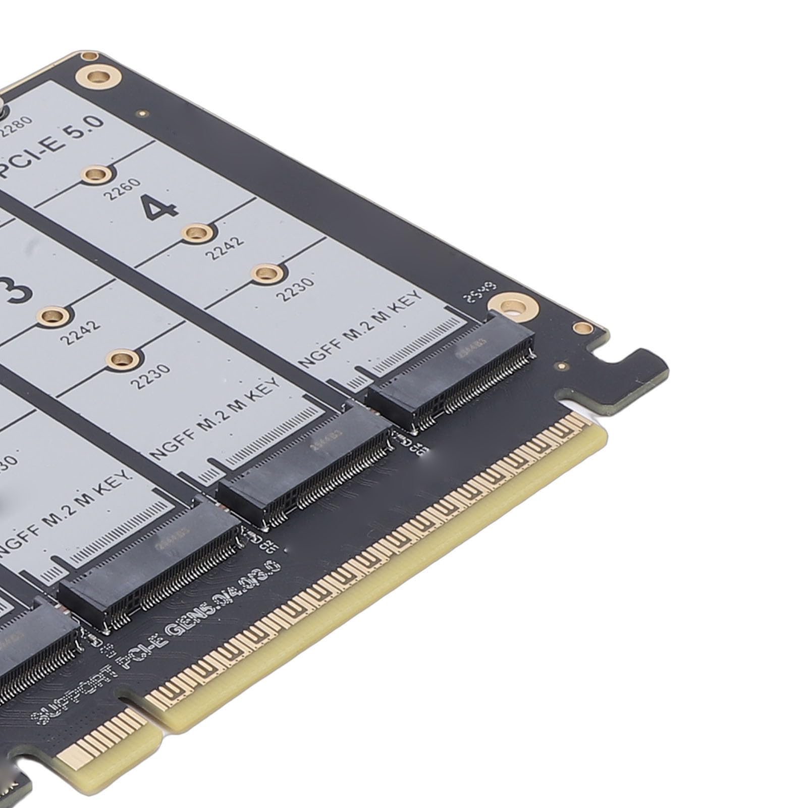 ASHATA Carte Adaptateur M.2 PCIE 5.0, Convertisseur 4 Ports M.2 NVMe SSD vers PCIE X16, Lecteur de Disque Dur, Carte d'extension Interne PC, 4 X 128 Gbit/s, clé, Idéale pour Les Postes de Travail