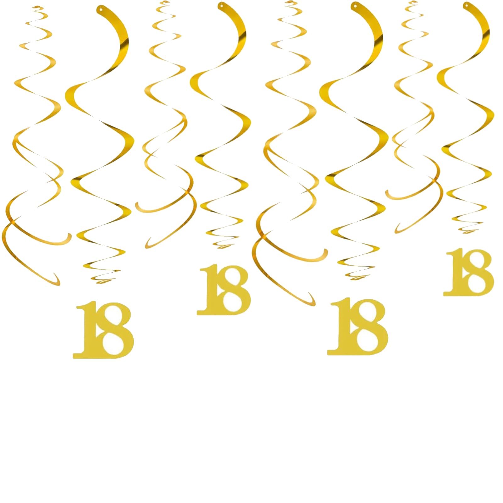 We Moment Zone Gold 18th Party Swirl Birthday Decorations Ceiling Hanging Swirl for 18st Anniversary - Pack of 20PCS