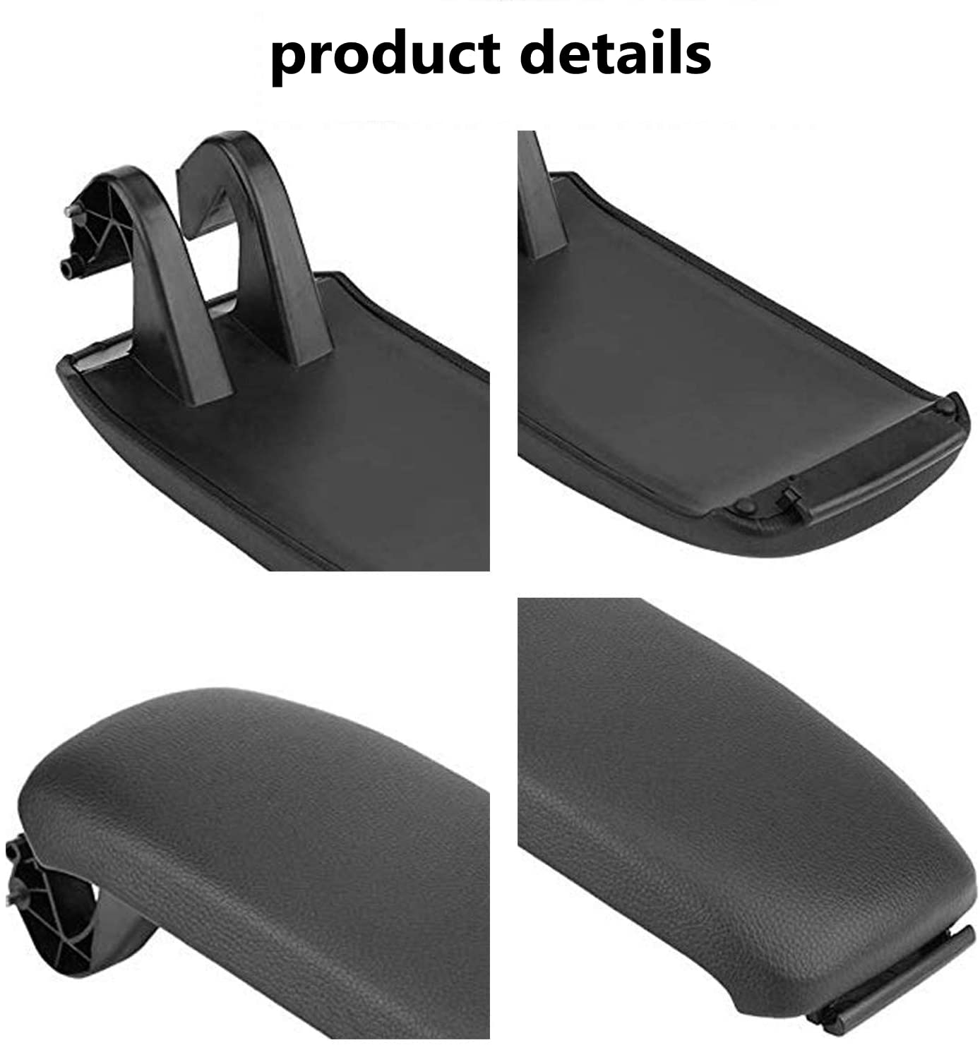 Coperchio bracciolo consolle per sutura auto/pelle nera automatica, coperchio consolle centrale auto per 8P / 2003-2013 8P0864245P. (Nero)(Pelle)