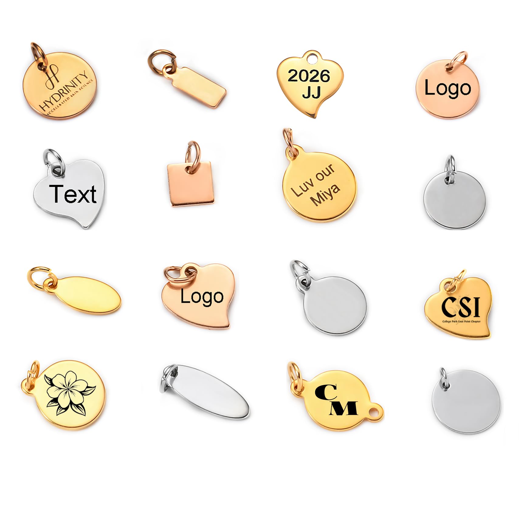 MeiceM Custom Charms Jewelry making Charms Personalized Charm for bracelet necklace with Jump Rings jewelry findings 6mm-30mm