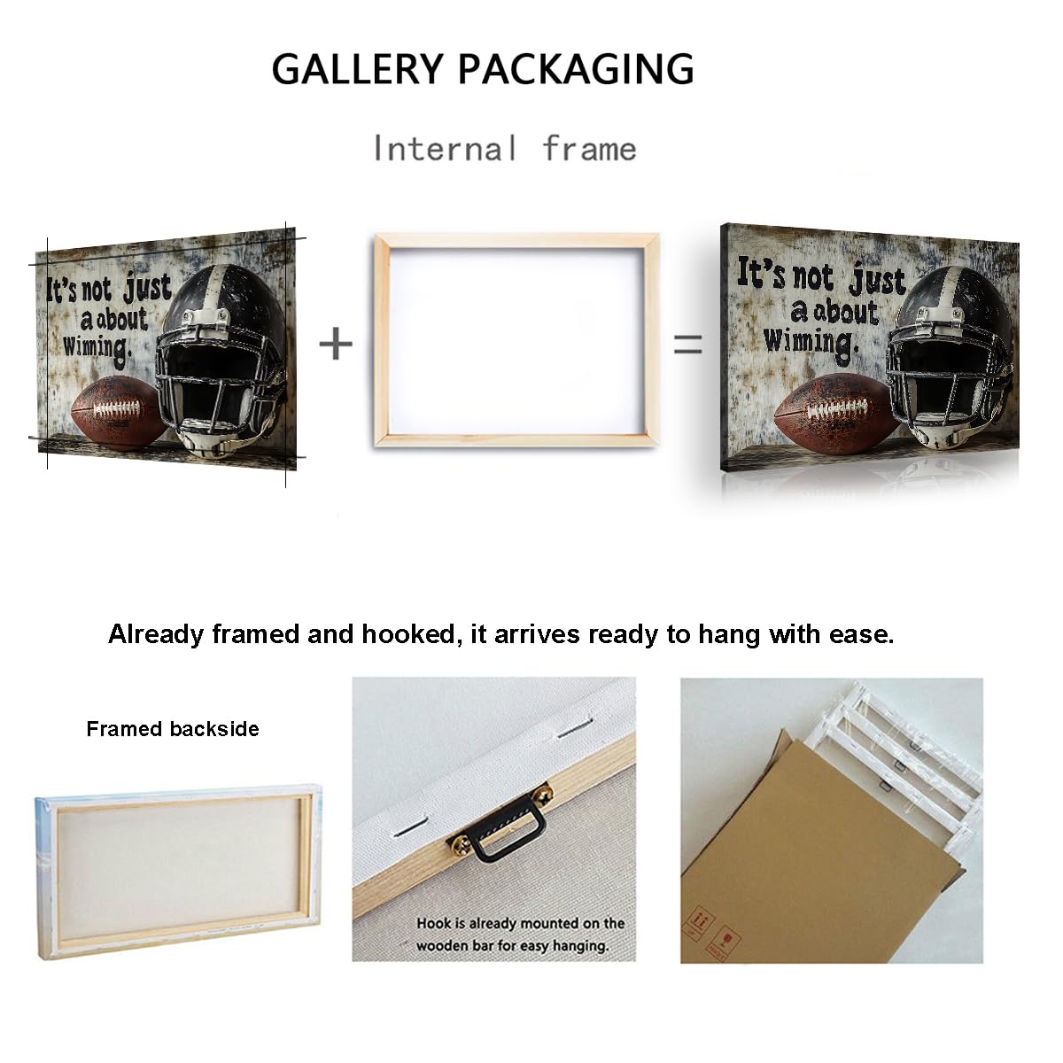TOANGWALL Tela rústica de fútbol americano Arte mural Grabados de casco Murales deportivos Pósteres motivacionales Obras de arte Pinturas para hombre Sala de juegos Decoración del hogar 80x120cm