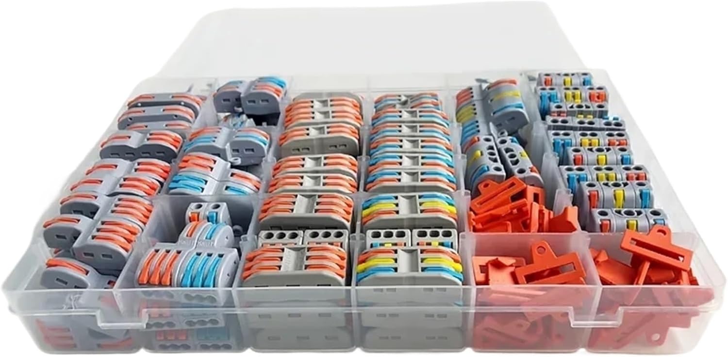 64/81/142 PCS Mini Fast Wiring Cable Connectors Universal Compact Splitter Electrical Conductors Push-in Home Terminal Block(C kit (81pcs))
