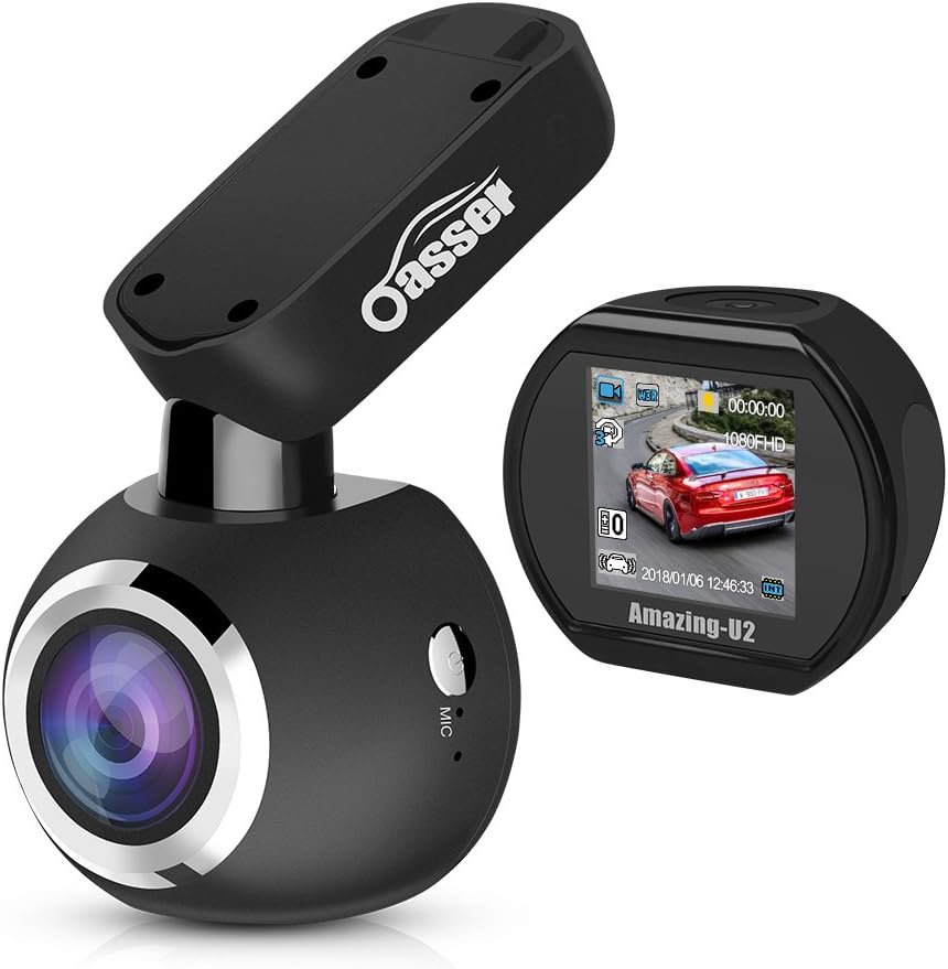 Oasser Dash Cam Car Dashboard Camera Mini Magnetic 1080P Full HD 170°Wide Angle 6GLens WDR with Super Night Vision G-sensor Loop Recording Motion Detection U2