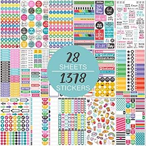 Planner Stickers Pack – 28 vellen / 1378 stickers, stijlvolle variëteitenassortimentbundelplanneraccessoires voor het…