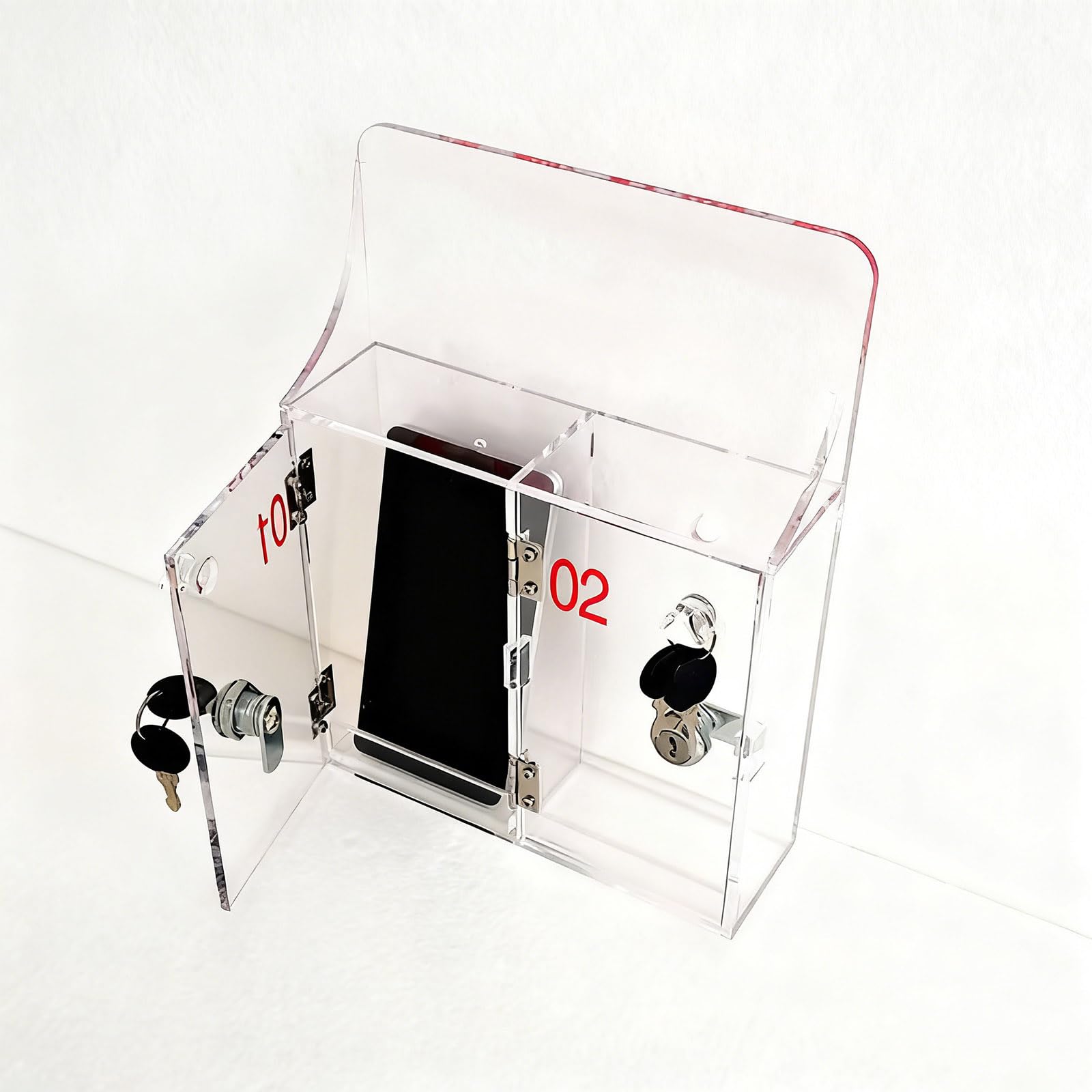 Organiseur pour téléphone portable contre la distraction casier acrylique transparent 20