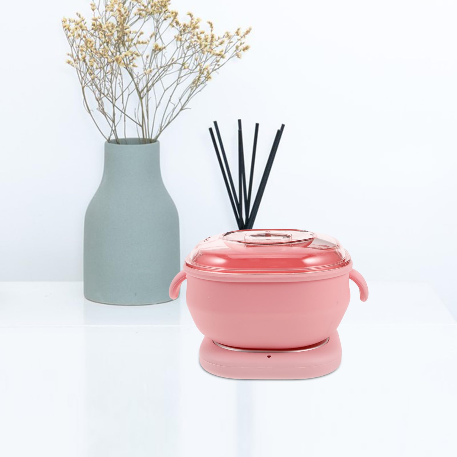 Scaldacera Elettrico per Depilazione, Pentola in Silicone Pieghevole Rosa | Riscaldamento Rapido e Uniforme, Non Aderente e Facile da Pulire, per Ascelle e Gambe, Casa o Salone