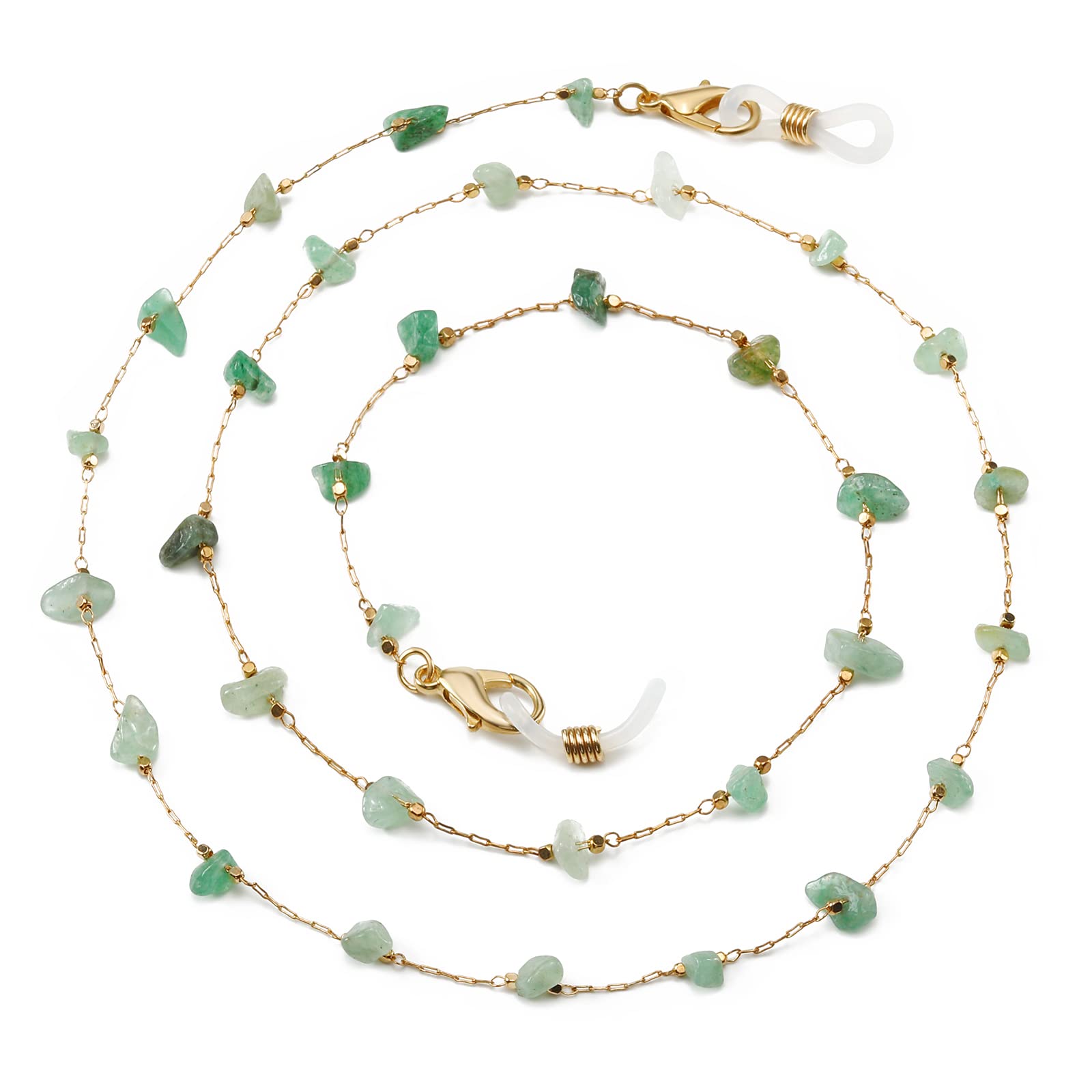 humlbird Cadena de gafas para mujer, elegante cordón de máscara de cristal natural, correa de soporte para gafas