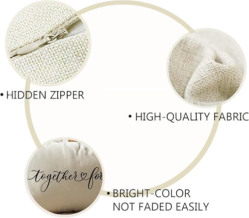 Vista 27 de Juego de 2 fundas de almohada lumbar con texto en inglés "I Love You More Together Forever", regalo para parejas, aniversario, boda, compromiso, día