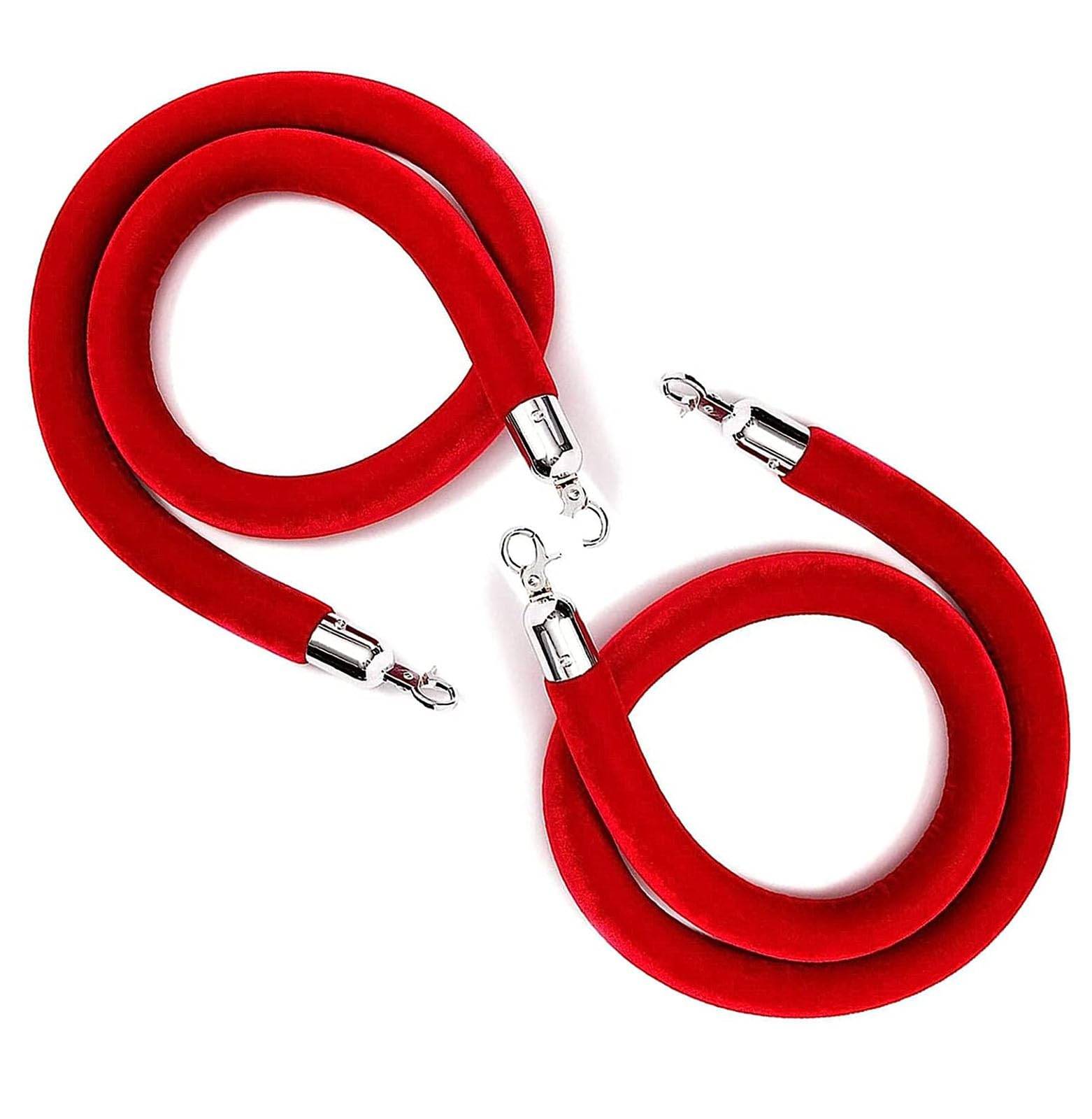 WOTZOV 2 Pcs Blue Velvet Stanchion Rope, 4.9Ft Crowd Control Barrier With S, Queue Management Safety Rope For Events, Parties, Red Carpet, And Vip Line Management,003 8ft/245cm