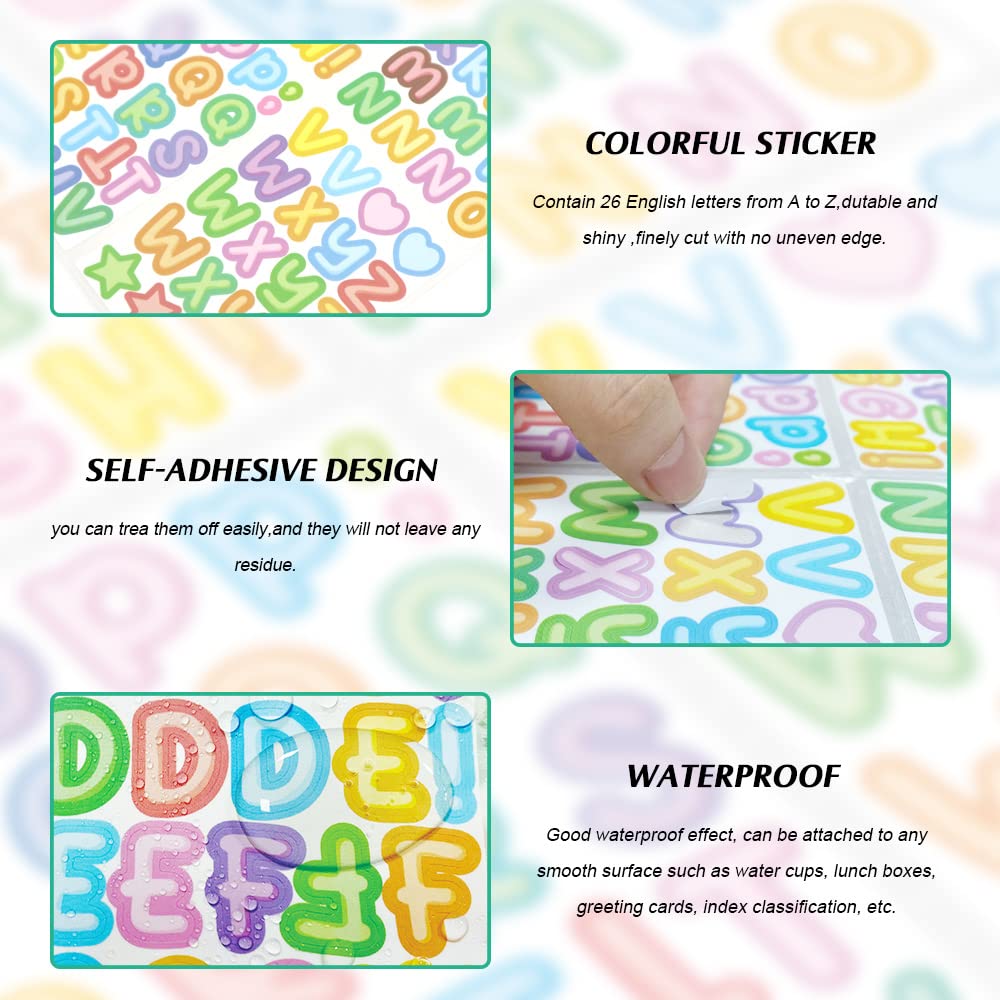 4800 Stück Buchstaben-Aufkleber – 1,3cm Klein, Farbig, Wasserfest, Für Scrapbooking & Dekoration