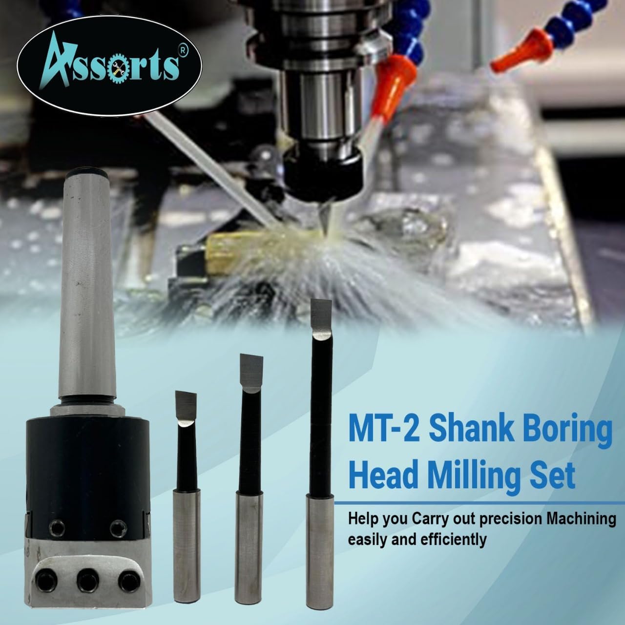 QUALITY PRECISION BORING HEAD DIAMETER 1.5" INCHES WITH CARBIDE TOOLS// 1 DIV: 0.001 THOU (2MT SHANK (M10 X 1.5 DRAWBAR))