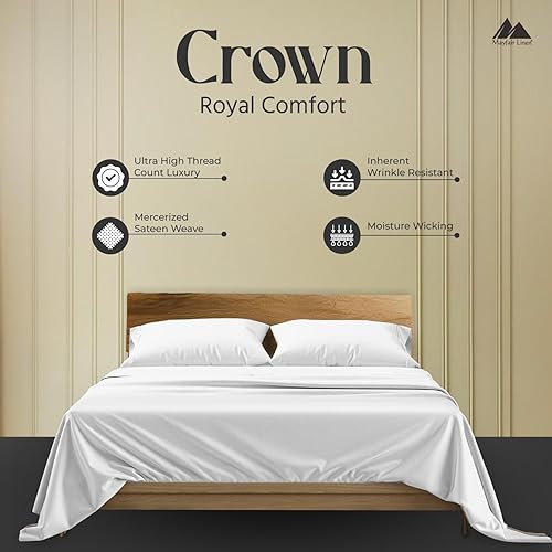Miniatura 2 de Mayfair Linen Juego de sábanas de lujo de la serie 2000 de 100 % algodón egipcio, tamaño King, suaves y refrescantes, tejido satén de 17 pulgadas,