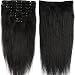 13 inch 80g Clip in Remy Human Hair Extensions Full Head 8 Pieces Set Short length Straight Very Soft Style Real Silky for Beauty #1 Jet Black