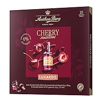 Anthon Berg – Confezione di Cioccolatini Assortiti ripieni di Cherry Luxardo®, Bottigliette di Cioccolato Fondente con Liquore alla Ciliegia, 10 Pezzi, 155 Grammi