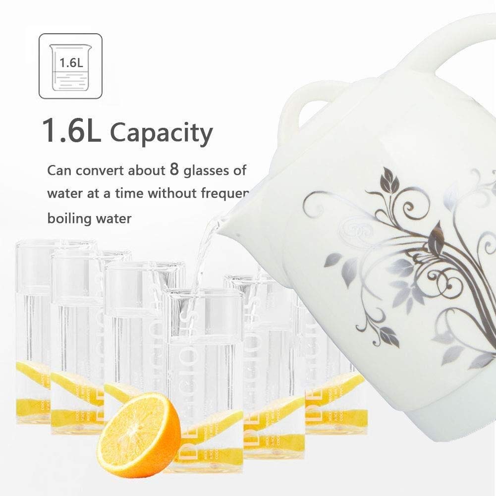 Kettles Hervidor eléctrico de cerámica, tetera inalámbrica de 1,6 litros, apagado automático y protección contra ebullición en seco, 1350 W rápido (Color : D) Present