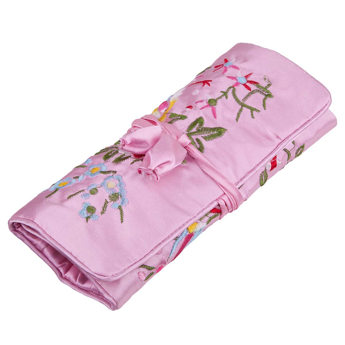 Pochette Voyage Broderie Chinoise Pour Bijoux - Organisateur Rouleau Pour Colliers Et Bagues