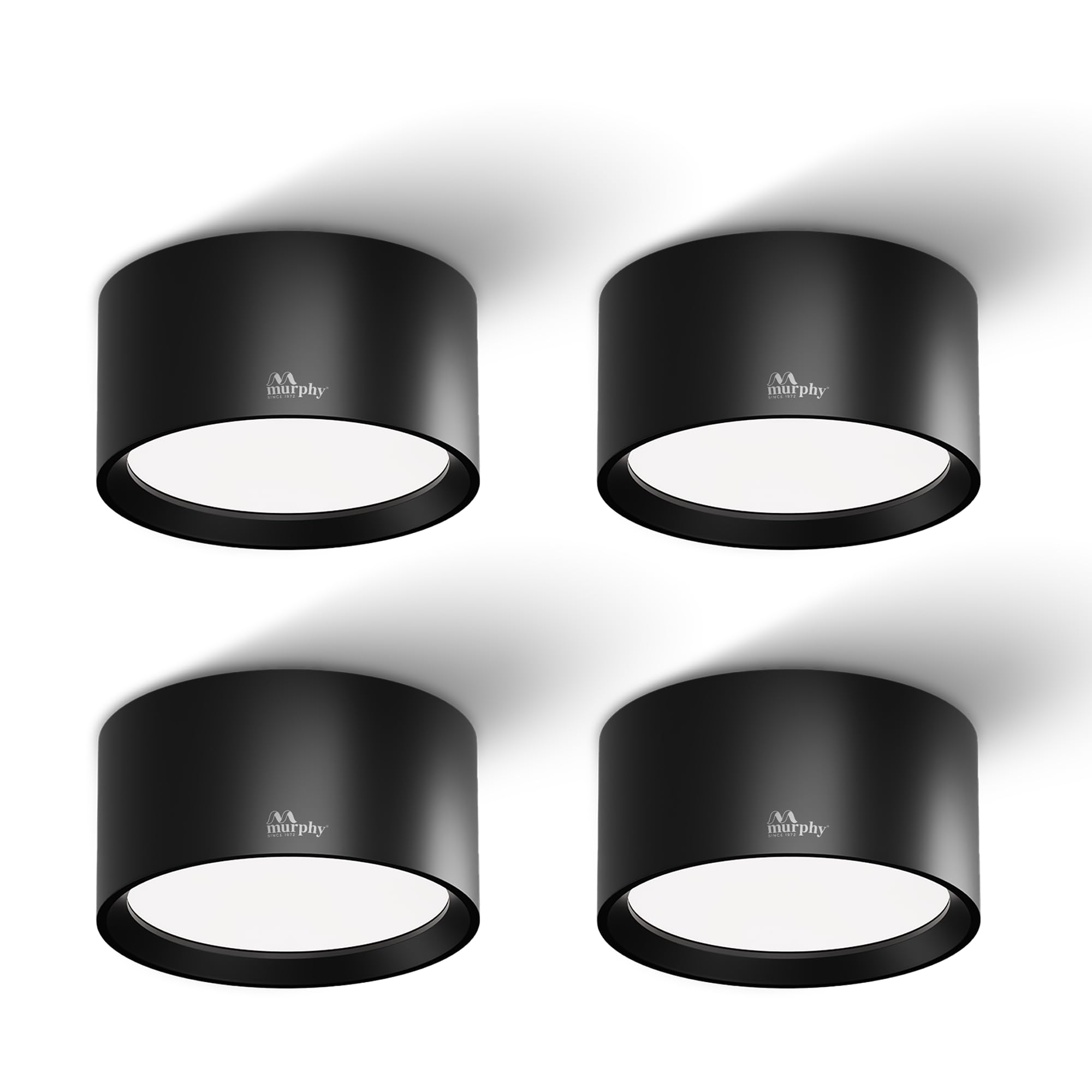 Murphy 3W LED Disc Surface Light Black Finish | Warm White 3000K | Up to 300 Lumens | Aluminium Body | BIS Approved | 2 Year Warranty | Pack of 4