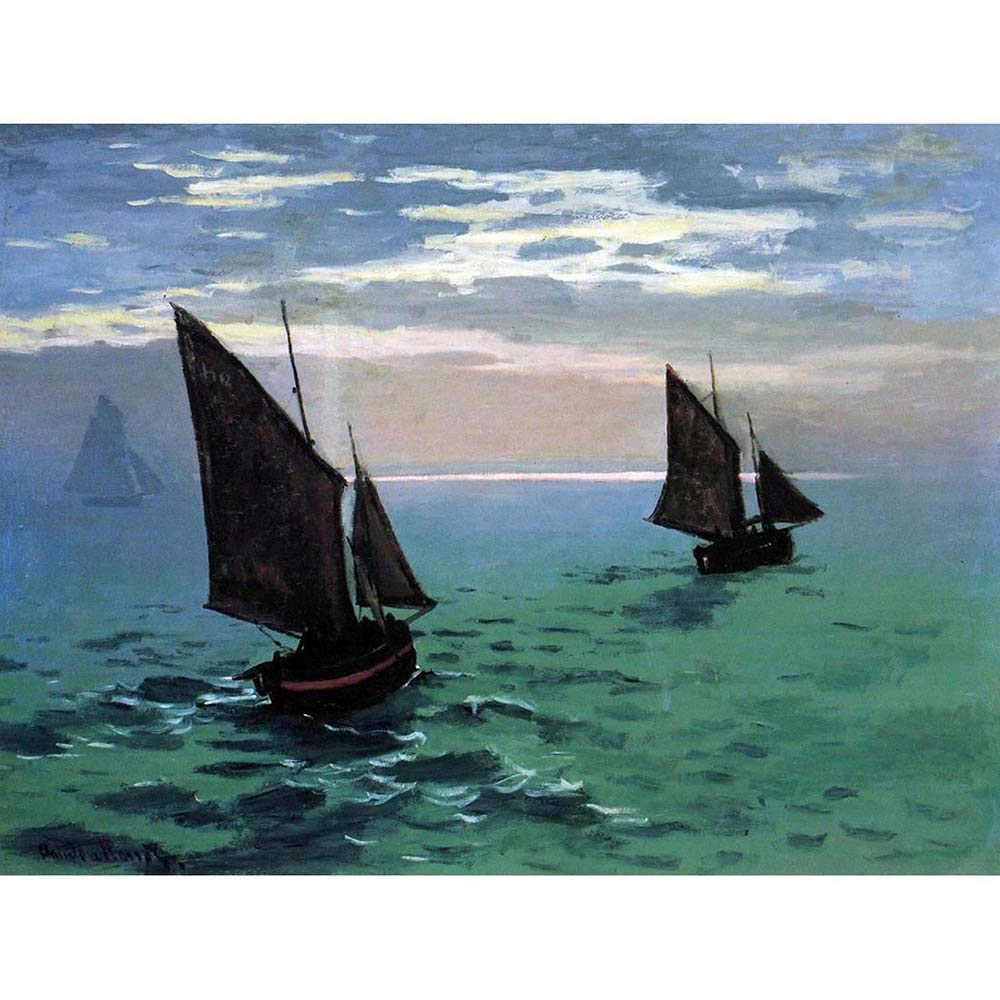 Wee Blue Coo Claude Monet Le Havre Exit Fishing Boats From Port Old Painting Art Print Poster Wall Decor 12X16 Inch