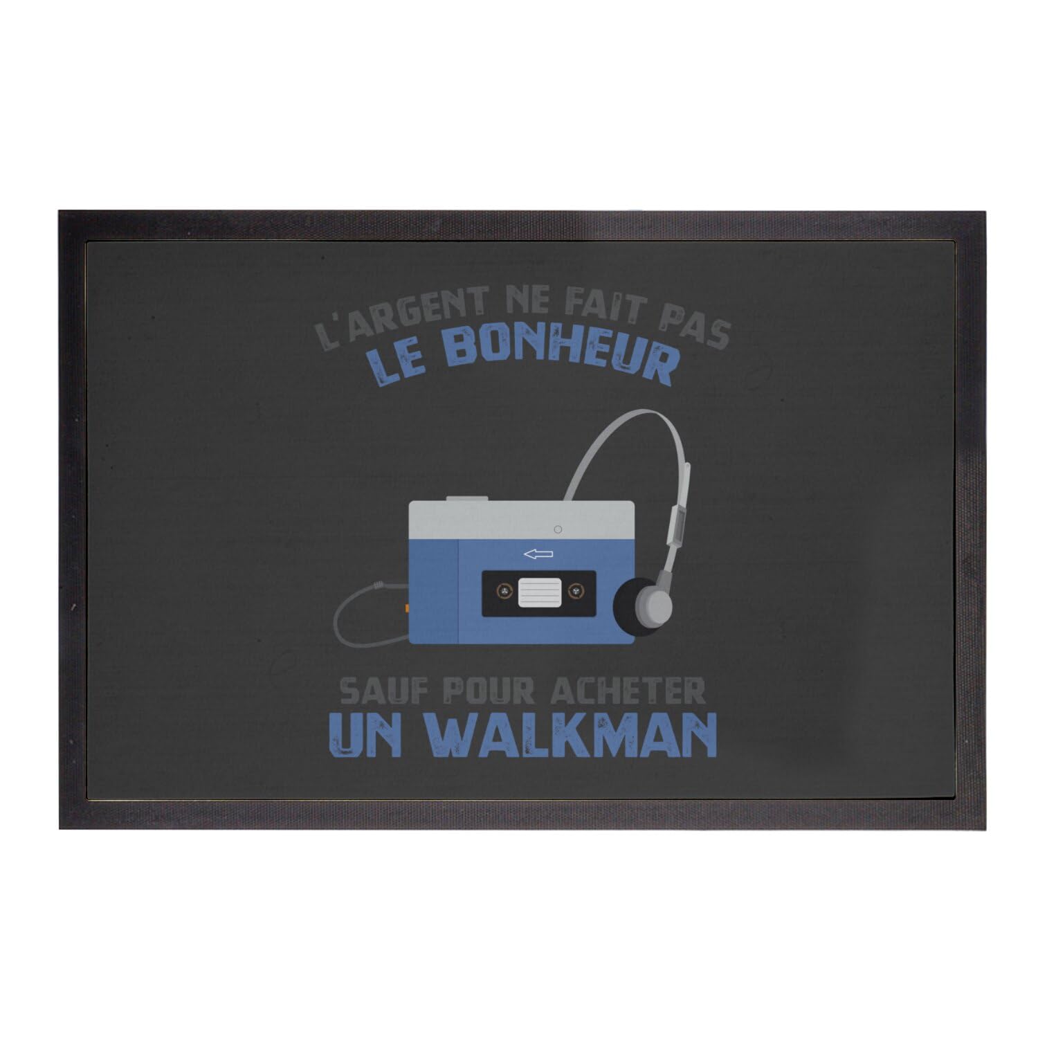 Paillasson noir radio cassette 60x40cm fini les entrées tristes