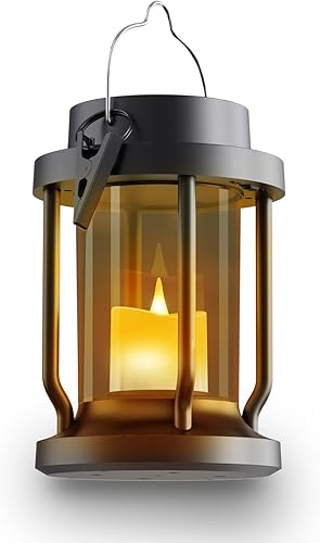 Miniatura 15 de Farol solar para uso en interiores y exteriores, luces solares colgantes con vela parpadeante realista sin llama, resistente a la intemperie
